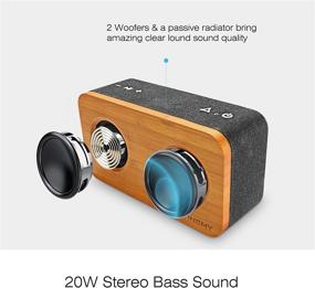 img 3 attached to INSMY Retro Bluetooth Speaker: 20W Portable Wood Home Audio Super Bass Stereo - Bluetooth 5.0 24H Playtime - TF Card/Aux Support - Wireless Bookshelf Speaker for Party (Black&Bamboo)