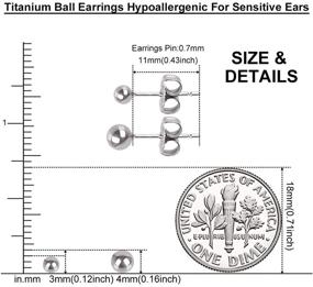 img 3 attached to VGACETI Hypoallergenic Titanium Earrings for Sensitive Ears - High Polished Ball Studs, 3mm and 4mm Sizes, Nickel-Free & Lead-Free for Women and Girls