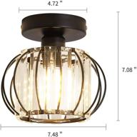 💡 yyjlx semi flush mount ceiling light fixture: elegant antique crystal chandelier for bathroom, hallway, cafe, bar, porch (black) logo