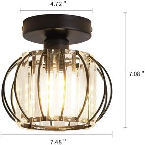 img 3 attached to 💡 YYJLX Semi Flush Mount Ceiling Light Fixture: Elegant Antique Crystal Chandelier for Bathroom, Hallway, Cafe, Bar, Porch (Black)