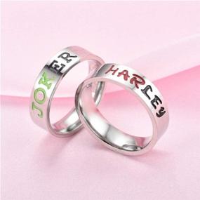 img 2 attached to 💍 Stylish BICMTE Stainless Steel Wedding Rings for Harley Quinn and The Joker Fans - His and Hers Couple Rings for Anniversary and Jewelry Collections