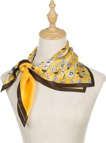 img 1 attached to Mulberry Silk Scarf: Yellow Flower Designer Head Scarf for Hair Wrapping & Nighttime Wear, Pure Silk Neckerchief for Women