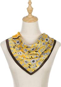 img 3 attached to Mulberry Silk Scarf: Yellow Flower Designer Head Scarf for Hair Wrapping & Nighttime Wear, Pure Silk Neckerchief for Women