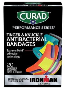 img 3 attached to 💪 Curad Performance Series Ironman Fingertip and Knuckle Antibacterial Bandages with Strong Adhesive, Fabric Material, 20 Count