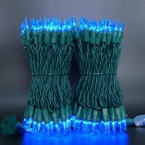 img 3 attached to UL Certified Commercial Grade Blue LED Christmas Lights, 66 Ft 200 Count, Pack of 2 Strands 33 Ft 100 Lights - Green Wire Mini Holiday String Light