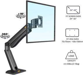 img 2 attached to 💪 NB North Bayou Heavy Duty Monitor Arm Desk Mounts: Ultimate Full Motion Stand for 24"-42" Big Screen Monitors with 4.4lbs-33lbs Weight Capacity – Gaming Monitor Stand NB45-B