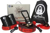 zenmonkey slackline kit including overhead training line, arm trainer, tree protectors, cloth carry bag with instructions, 60 foot - quick and simple setup for all ages, children and adults logo