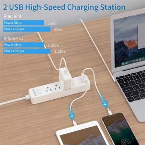 img 2 attached to 🔌 Удлинитель на 15 футов с полосой питания с USB-портами, NTONPOWER Long Cord, многофункциональный удлинитель с 3 розетками, крепится к стене для дома, офиса и необходимостей в общежитии, белый