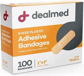 img 4 attached to Dealmed Sheer Plastic Flexible Adhesive Bandages – 100 Count (1 Pack) for First Aid Kit, Latex Free, Wound Care with Non-Stick Pad, Size: 1&#34; x 3&#34;