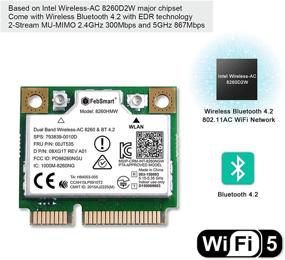 img 2 attached to 📶 FebSmart WiFi Bluetooth Adapter, AC 1200Mbps Mini PCIE (2.4GHz 300Mbps or 5G 867Mbps) with Bluetooth 4.2, for Windows 7/8.1/10/11 64bit, Wireless-AC 8260HMW