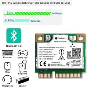 img 3 attached to 📶 FebSmart WiFi Bluetooth Adapter, AC 1200Mbps Mini PCIE (2.4GHz 300Mbps or 5G 867Mbps) with Bluetooth 4.2, for Windows 7/8.1/10/11 64bit, Wireless-AC 8260HMW