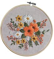 🌸 flower embroidery starter kit pattern - cross stitch and embroidery set, ideal for beginners, handmade diy gift (maple leaves warm colors) logo