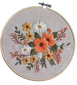 img 2 attached to 🌸 Flower Embroidery Starter Kit Pattern - Cross Stitch and Embroidery Set, Ideal for Beginners, Handmade DIY Gift (Maple Leaves Warm Colors)