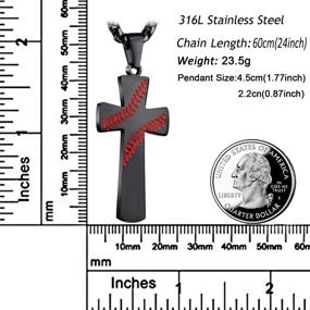 img 3 attached to ⚾️ YOUFENG Sports Cross Necklace for Men, Women, and Athletes - Stainless Steel Baseball Cross Pendant with Baseball Bat Design