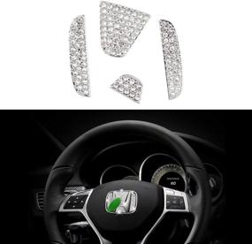 img 2 attached to 🚘 15 Inch Universal Fit Diamond Bling Steering Wheel Cover for Women, Compatible with Honda Civic Accord City CR-V XR-V Odyssey Crosstour Vezel - Includes Bling Sticker Steering Wheel Emblem Accessories