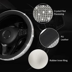 img 3 attached to 🚘 15 Inch Universal Fit Diamond Bling Steering Wheel Cover for Women, Compatible with Honda Civic Accord City CR-V XR-V Odyssey Crosstour Vezel - Includes Bling Sticker Steering Wheel Emblem Accessories