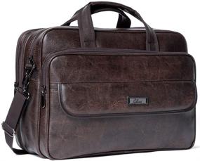 img 4 attached to CLUCI Leather Briefcases For Men Expandable 15