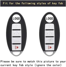 img 1 attached to Black Key Fob Cover for INFINITI and NISSAN 4 Button Keyless Entry Remotes - Compatible with EX, FX, X, G, JX, M, Q, QX Series, ALTIMA COUPE, ARMADA, GTR, MAXIMA, MURANO, CROSS CABRIOLET, PATHFINDER, ROGUE, SENTRA, VERSA