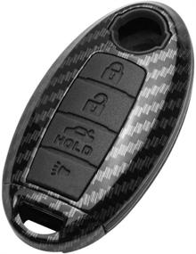 img 4 attached to Black Key Fob Cover for INFINITI and NISSAN 4 Button Keyless Entry Remotes - Compatible with EX, FX, X, G, JX, M, Q, QX Series, ALTIMA COUPE, ARMADA, GTR, MAXIMA, MURANO, CROSS CABRIOLET, PATHFINDER, ROGUE, SENTRA, VERSA