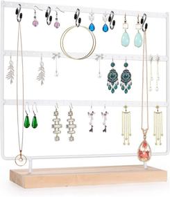 img 4 attached to 🌳 VERGILIUS Earring Holder Organizer Jewelry Display Stands Earring Organizer Stand Jewelry Holder Organizer with Upgraded 5 Hooks Earring Jewelry Tower Organizer Display Tree (White-Not slotted 3 Layer)