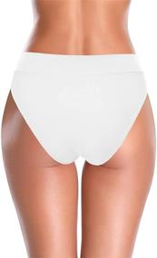 img 3 attached to Stylish Twist Front High Waisted Bikini Bottoms for Women by SHEKINI