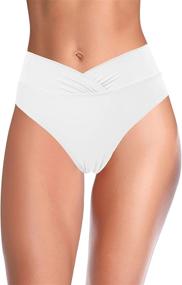 img 2 attached to Stylish Twist Front High Waisted Bikini Bottoms for Women by SHEKINI