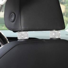 img 2 attached to 💎 Premium Crystal Diamond Car Headrest Collars - 4 Pack Bling Car Seat Head Rest Collars Rings, Silver - Interior Decor for Car, SUV, Truck - by Otostar