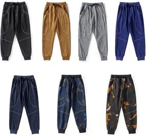 img 1 attached to KISBINI Cotton Sports Trousers Children Boys' Clothing and Pants