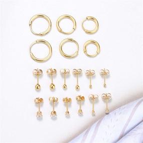 img 2 attached to 💎 Jstyle 9 Pairs Stainless Steel CZ Ball Tiny Cartilage Earrings Studs for Women Tragus Helix Endless Hoop Piercing Set