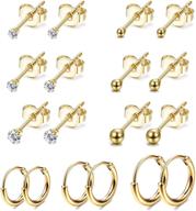 💎 jstyle 9 pairs stainless steel cz ball tiny cartilage earrings studs for women tragus helix endless hoop piercing set logo