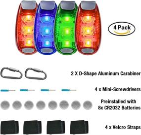 img 3 attached to 🔦 Seakcoik 4-Pack LED Safety Light Strobe Lights for Running Walking Bicycle Dog Pet Runner, Flashing Warning Reflective Set Night Walk High Visibility + Bonus Accessories