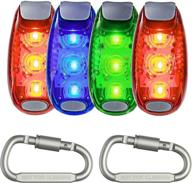 🔦 seakcoik 4-pack led safety light strobe lights for running walking bicycle dog pet runner, flashing warning reflective set night walk high visibility + bonus accessories logo