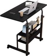 compact folding gaming-laptop desk with storage for small spaces - adjustable height home office computer desk for bedroom - 32×16×23-36 inches (black) логотип