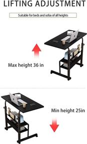 img 1 attached to Compact Folding Gaming-Laptop Desk with Storage for Small Spaces - Adjustable Height Home Office Computer Desk for Bedroom - 32×16×23-36 inches (Black)