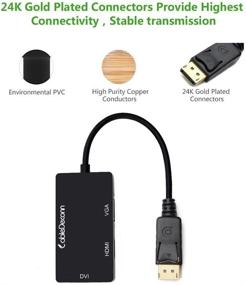 img 2 attached to 🔌 Кабель CABLEDECONN DisplayPort DP 3 в 1 на HDMI/DVI/VGA - Мужчина на Женщину, Многофункциональный Конвертер