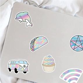 img 1 attached to 🌈 Waterproof Holographic Laser Stickers for Water Bottles, Laptop, HydroFlasks - 50PCS Art Decals for Aesthetic Computer, Phone, Guitar, Luggage Decoration