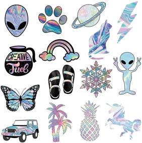 img 3 attached to 🌈 Waterproof Holographic Laser Stickers for Water Bottles, Laptop, HydroFlasks - 50PCS Art Decals for Aesthetic Computer, Phone, Guitar, Luggage Decoration