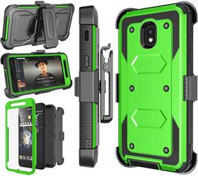 img 4 attached to 📱 Njjex Galaxy J3 Orbit Case: Durable Green Phone Cover w/ Swivel Belt Clip for Samsung J3 2018 and More!