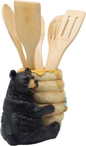 img 2 attached to 🐻 Rustic Black Bear Honey Pot Utensil Holder: Perfect Cabin Decor & Housewarming Gift