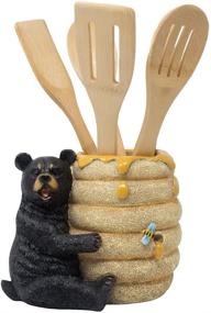 img 4 attached to 🐻 Rustic Black Bear Honey Pot Utensil Holder: Perfect Cabin Decor & Housewarming Gift