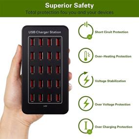 img 1 attached to 🔌 100W 20-Port Multi USB Charging Station with Smart Detect - Ideal for Smartphone, iPad Tablets, and other USB Devices