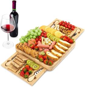 img 4 attached to 🧀 Vestaware Bamboo Cheese Board and Knife Set: Perfect Charcuterie Boards for Parties & Memorable Gifts