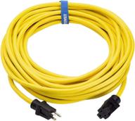 high-quality 50 ft heavy duty outdoor extension cord 12/3 sjtw, reliable 🔌 water &amp; weather resistant, flame retardant, vibrant yellow, 3 prong grounded plug, cp10145 logo