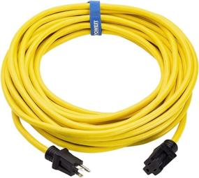 img 4 attached to High-Quality 50 ft Heavy Duty Outdoor Extension Cord 12/3 SJTW, Reliable 🔌 Water &amp; Weather Resistant, Flame Retardant, Vibrant Yellow, 3 Prong Grounded Plug, CP10145