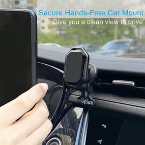 img 3 attached to Magnetic Car Phone Holder Mount with Upgraded Spring Clamp, Support Feet, and 4 Powerful Magnets - Strong Magnetic Car Mount for All Phones, Fits Horizontal and Vertical Vents