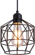 🏡 q&amp;s industrial modern farmhouse hanging basket pendant light: kitchen lighting fixtures for island, sink, entryway, dining room, bathroom - includes led bulb logo