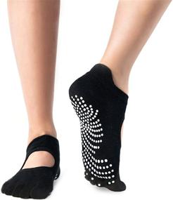 img 4 attached to 🧦 GAILANG Women's Toeless Yoga Socks: Non-Slip Open-Toe Sports Socks with Grips, Perfect for Pilates, Barre, Ballet, and Barefoot Dance.