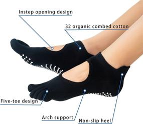 img 3 attached to 🧦 GAILANG Women's Toeless Yoga Socks: Non-Slip Open-Toe Sports Socks with Grips, Perfect for Pilates, Barre, Ballet, and Barefoot Dance.