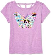 👚 the children's place girls' flip sequin t-shirt with open back - short sleeve graphic design logo