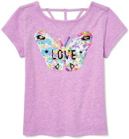 img 4 attached to 👚 The Children's Place Girls' Flip Sequin T-Shirt with Open Back - Short Sleeve Graphic Design